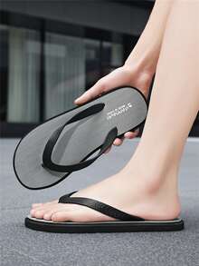 Men's Comfortable, Lightweight, Personalized Slippers, Beach Flip Flops, Non-Slip Sandals, Summer - Grey - View 8