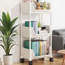 1 Piece 3/5 Layer Practical Roller Plastic Storage Cart, Wheeled Cart, Storage Rack, Sundries Snacks Books, White/Macaron Color Bathroom Storage Practical Cart, Suitable For Kitchen Living Room, Office, Kitchen, Bathroom Storage Box And Storage Rack, Halloween/Christmas Gift - White 3 Layers - View 13