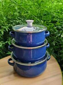 مجموعة 3 قطع من أواني البخار متعددة الألوان المطلية بالمينا، أواني بخار مطلية بالمينا مناسبة لموقد الحث والموقد الغازي، مجموعة أواني مطلية بالمينا عالية الجودة سميكة مكونة من 3 قطع مع مقبضين مزدوجين، قدر الحساء، قدر المعكرونة، قدر طعام الأطفال، وعاء الشحم، وعاء الحساء المنزلي، مجموعة أواني مطلية بالمينا صغيرة للمطبخ، مجموعة 3 قطع مطلية بالمينا صغيرة لقدر الحليب، قدر المعكرونة، قدر الحساء، مناسبة لطعام الأطفال، موقد الحث والموقد الغازي