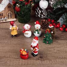 Figurines miniatures de Noël, sapin de Noël, Père Noël, bonhommes de neige, ours, micro-paysage, maison de poupée, mousse, terrarium, décoration de jardin de fées