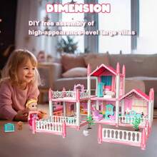 4/7/11/14 Rooms DIY Interactive Building Castle Dollhouse Set, Princess Castle Playhouse Toy, Suitable For Girls Pretend Play, Includes Furniture And Accessories, Gift Toy For Children 3-8 Years Old - Multicolor - View 4