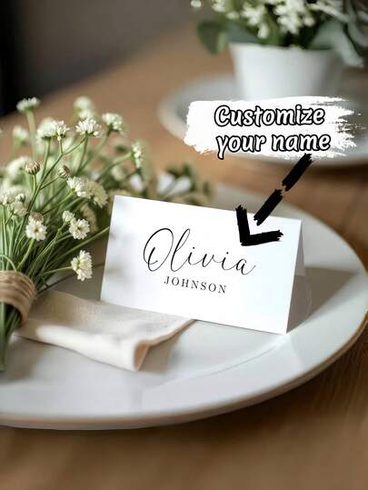 6/12/24Pc Custom Minimalist Place Card - Personalize With Name, Elegant Design, Perfect For Wedding, Party, Home Decor, Bridal Shower, Engagement Party, Reception Table Decor