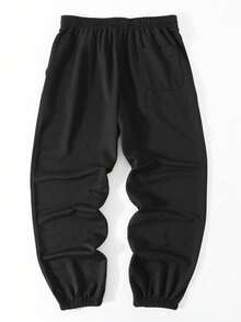 Printed Pattern Casual Sports Long Pants, Suitable For All Seasons, Loose And Well-Fitting, Suitable For Both Men And Women, Street Casual Wear, Comfortable, Jogging For Exercise, Commuting, Tapered Pants - màu đen - Xem 3