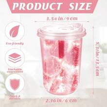 Xuelimei 16oz Disposable Stemless Glasses With Strawless Sip Lids,PET Disposable Drinking Cups,Clear Plastic Wine Glasses For Parties Birthday,Wedding,Meeting,Christmas Party Supplies (50, Pink) - 白色 - 查看 2