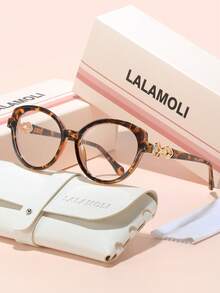 LALAMOLI LALAMOLI ovale Vollrahmen-Klarglas-Brille mit Ausschnitt-Dekor Design, geeignet für den täglichen Gebrauch und als Geschenk