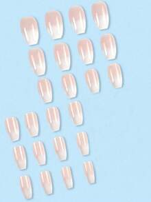 24 件 Y2K 升级版长棺材指甲，粉色渐变法式优雅简约别致奢华美甲套装，可拆卸假指甲适合节日、派对、约会、日常佩戴 - 西瓜粉 - 查看 3
