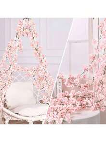 1/2/3pcs 70.87in Artificial Flowers Cherry Blossom Vine Garland Plant Artificial Ivy Garland, Fake Plants, Flower Bouquet, For Wedding Decorations, Fall Decorations For Home, Home Decor, Table Decoration, Pink Decor, Room Decor, Balcony Decor