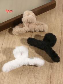 3 eleganckie pluszowe spinki do włosów, modne ozdoby do włosów z klamrami do codziennych fryzur, stylowe akcesoria na Dzień Matki, powrót do szkoły, Święto Dziękczynienia, Boże Narodzenie, prezenty świąteczne, jesienno-zimowe spinki do włosów z klamrami, akcesoria do włosów dla kobiet na wakacje, damska kopertówka do włosów na jesień