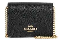 Coach Mini Wallet On A Chain In Metallic Crossgrain Leather Ladies Small Bag And Purses For Women Lightweight Purse, Mini Bag,Gift For Women,Nice Choice For 2026 Mother's Day Gift - màu đen - Xem 4