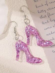 A Pair Of Crystal Shoes For Princesses, Resin Earrings, Princess Dresses, And Cute Party Decoration Accessories