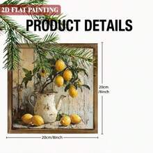 1件/2件复古木质柠檬静物艺术标签带框，适用于家居、厨房、车库、办公室装饰，理想的节日礼物，8x8英寸厨房装饰 - 多色-鋸齒掛鉤 - 查看 4