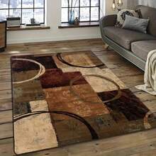 Modern Abstract Design Decorative Carpet - Non-Shedding Polyester Area Rug, Suitable For Living Room And Bedroom - Machine Washable, 1.19cm Thickness Sponge, Ideal For Home And Hotel Decoration - 彩色 - 查看 2
