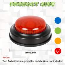 Party Buzzers With Answer - With Loud Buzz Sound & Color-Coded Buttons (Blue, Green, Red,) - For Trivia, Classroom, Family Feud, Game Shows - Compatible With AA Batteries - No Batteries Included - Party Game Show Organizer, Games For Party, Classroom Learning Tool, Vibrant Colored Buttons, Plastic Construction For Halloween,Christmas Event & Party Supplies
