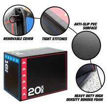 HAADI Soft Plyometric Jump Box For Home Gym Workout CrossFit Training Fitness Equipment Foam Padded Exercise Box For Strength & Cardio Training - A - View 3