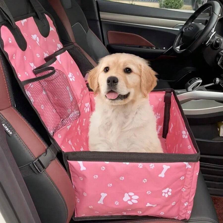 Car Pet Seat. Foldable, With Storage Bag, Convenient And Durable, Keep Your Car Clean. Suitable For Small And Medium-Sized Pet Dogs And Cats. On-Board Pet Travel Supplies. - 粉色 - 查看 1
