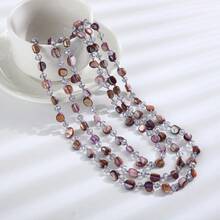 波西米亚海滩风格项链，彩色贝壳串珠长项链，女士款 - 淡紫色 - 查看 1