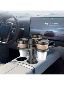 Upgraded Multi-Function Car Cup Holder, One-Time Expansion Can Accommodate Three Cups, Extendable Base Stable Without Shaking - Black - View 3