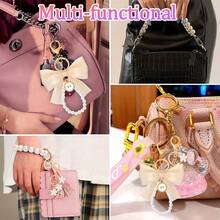 Bộ 3 móc khóa và mặt dây chuyền túi xách bằng kim loại sang trọng - Móc khóa túi xách thanh lịch với điểm nhấn ngọc trai và phần cứng tông vàng dành cho ví nữ, túi xách tay, túi đeo chéo và túi đeo vai, phụ kiện ví | Móc khóa túi xách thanh lịch | Móc khóa túi xách sang trọng - Nhiều màu - Xem 7