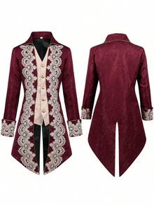 男士蒸汽朋克中世纪燕尾服哥特维多利亚风格礼服，派对礼服