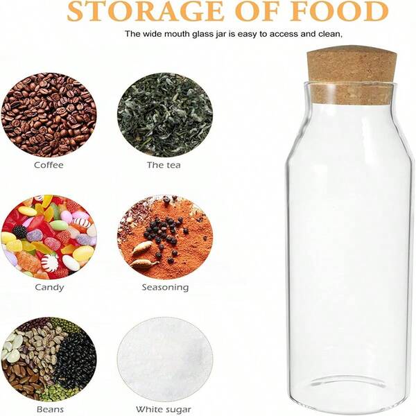 Botella de vidrio con tapa - Frasco de vidrio - Apto para lavavajillas - Botella para leche, yogur, miel, jarabe de arce, mermelada, salsa barbacoa, recipiente reutilizable para refrigerador