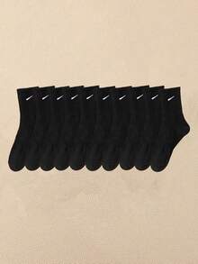 1 双/5 双/6 双/10 双/20 双女士休闲环中筒袜，简约舒适，适合日常穿着，男女通用长袜