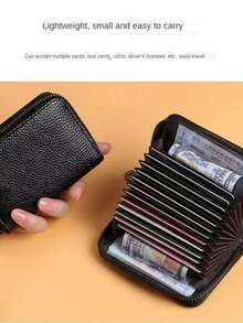 11-18Card Business Card Holder Wallet Multi Card Holder Coin Purse Multi-Card Card Organizer For Men And Ladies For Daily Shopping School Trips Storage Credit Cards RFID Blocking (Black) For Women Card Wallet - Black - View 7