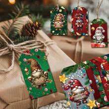 10 بطاقات تهنئة عيد الميلاد بتصميم سانتا كلوز والرنة، مناسبة لتعليقات الهدايا والديكورات، ملصقات جميلة للأقزام - مصنوعة من الورق، لا تحتاج إلى بطارية، ذات موضوع عيد الميلاد