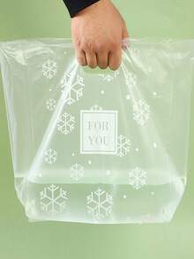 50个雪花图案四指袋 - 食品包装袋 - 水果沙拉袋 - 蛋糕外卖包装袋 - 礼品包装袋 - 手提袋，适合圣诞节 - 彩色 - 查看 3