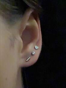 一次性耳洞枪套装，耳洞穿刺套装，自穿耳洞套装，金银耳环，防过敏不锈钢穿孔工具，家用 20G 人造珍珠耳钉和 2mm 3mm 4mm CZ 平背耳钉 - 彩色 - 查看 9