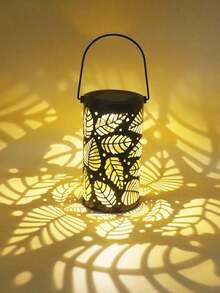 1pc Natural Leaf Carved Hollow Metal Lamp, Projection Effect, Suitable For Christmas, Easter, Parties, Weddings, Picnics, Indoor, Outdoor, Garden, Living Room, Autumn/Winter Decor