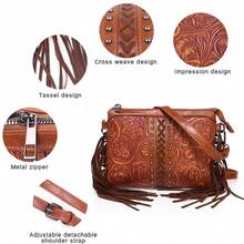 Stylowa, pojemna torebka damska na ramię z frędzlami z poliuretanu – wielokomorowa konstrukcja w stylu vintage, boho i western, ozdobiona frędzlami, nitami i kunsztownym wykonaniem. Uniwersalna torba na ramię/na ramię z odpinanymi, regulowanymi paskami. Idealna na zakupy, zajęcia na świeżym powietrzu, podróże i wyjścia. Idealny prezent dla rodziny i przyjaciół.