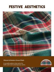 1pc Green Plaid Woven Fabric, Soft & Durable Vintage American Style Fabric, Suitable For DIY Dresses, Skirts, Tops, Jackets, Bags, Clothing, Home Decor, Curtains, Tablecloths, Sofa Covers, Pillows, Christmas Decorations, All Seasons - Green - View 7