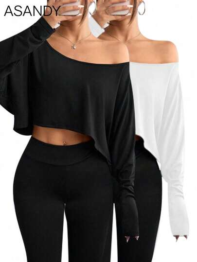 Damen Sommer Unabhängigkeitstag Off-Shoulder Strand T-Shirt - lockeres lässiges Top, Alltags-Home-Outfit