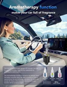 W&O Smart Car AromaRelax Projection Red- Light Suitable For Parties, Cars, Families, E-Sports,Nightlight Feature, Perfect Car Gift,Modern Vehicle Scent Enhancer,Three-In-One Multifunctional Car Charger - Perfume Machine, Purple Starry Sky Ceiling Light, Dual 80cm/32inch Retractable Cable, Durable , Air Freshener Car Perfume Auto Fragrance - Great Atmosphere - Perfect Christmas Birthday Gift - 紅燈 - 查看 4