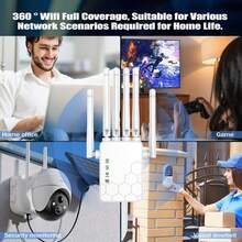 WiFi Extender Signal Booster With 6 Antennas And 2 Ethernet Ports, Covers Up To 11,000 Square Feet Remote WiFi Repeater Wireless Router Amplifier, One-Click Easy Setup - UK Plug(220-240V) - View 7