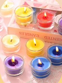 12pcs Cozy Small Round Glass Candles, Mini And Small, Smokeless And Fragrant, Aromatherapy, Air Fresh, Gift For Woman, Candle, Candles, Bestfriend Gifts, Party, Prayer, Christmas