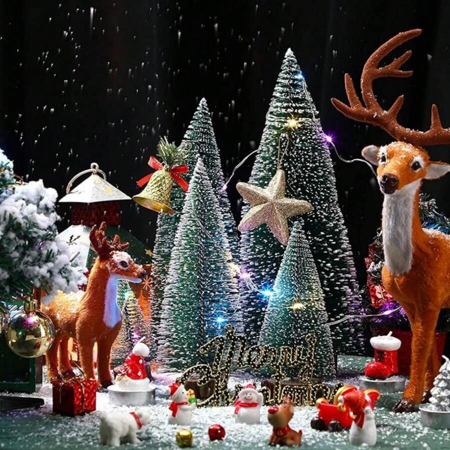 1/5 piezas Mini árbol de Navidad artificial, decoración de árbol de Navidad realista para fiesta de Navidad, hogar, mesa, manualidades, decoración del hogar, decoraciones navideñas, decoración de habitación de invierno