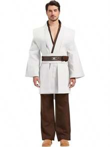 Anakin Costume Adult Men Tunic Hooded Robe Outfits Halloween Cosplay Uniform - 白色 - 查看 4