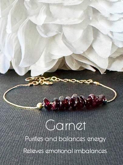 Pulseira de Pedra Natural de Granada para Mulheres Usarem Diariamente para Purificar e Equilibrar a Energia e Aliviar Desequilíbrios Emocionais