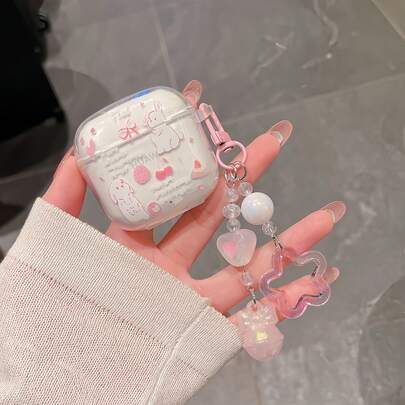 1 Piece Of Transparent Pink Rabbit For FreeBuds 5i/6i/7i/ARC Wireless Bluetooth Audio Earphone Case, FreeBuds 4/5/6/SE2 Earphone Case, FreeBuds SE3 Earphone Case For Fashionable Women