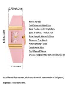 1pc Women's Pink Silicone Strap Quartz Wrist Watch, & Stylish