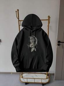 2025-Fashion-Little Mermaids Ariels Tattoo Style Portrait Hoodie Sweatshirt - 黑色 - 查看 1