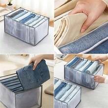7 Compartment Washable Polyester Clothing Organizer - Clear Drawer Dividers For Jeans, T-Shirts, Folded Clothes And Accessories, Mixed Colors, Clothing Organizer, Breathable Material - Grey - View 6