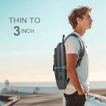 Business Backpack Men, 15.6 Inch Slim Lightweight Laptop Backpack With USB Charging Port, - Resistant Anti - Theft Small Travel Computer Backpacks, Work Bag Mochilas Commute College - Black - 15,6 inch + Xám đậm - Xem 2