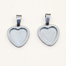 2pcs 12mm Inner Size Thick Stainless Steel Heart Pendant Cabochon Blank Base Setting Bezel Tray DIY Jewelry Making Accessories - Heart - View 4