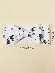 1pc Halloween Pumpkin & Bat Print Bow Headband For Baby Girls - Multicolor - View 3