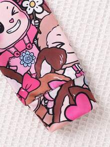 Pajama Set Young Girl Cute Cartoon Rabbit Print Girls Pyjama Set Casual Comfortable Round Neck Long Sleeve Home Clothes Two Pieces Set