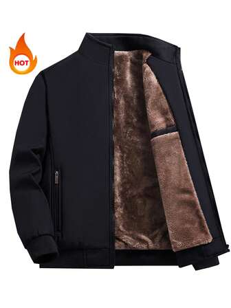 Thermal Lined Hooded Jacket For Men, Versatile, Warm, Casual Street Style