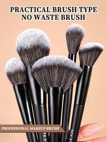 MAANGE 7/15/20/21pcs Soft Multifunctional Makeup Brush Set, Includes Face Brush, Powder Brush, Blush Brush, Concealer Brush, Contour Brush, Nose Brush, Eyeshadow Brush, Detail Brush, Foundation Brush, Highlighter Brush. High-Quality Synthetic Bristles, Durable, Suitable For Daily Facial Makeup, Can Be Used For Liquid, Cream And Powder Products. Can Be Used For Stippling, Blending And Facial Cleansing. Beauty Accessories, Great Gift For Women And Girls. - Black - View 10