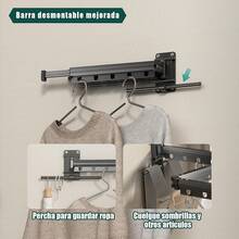 Tendedero Plegable para Ropa Capacidad de Carga 35KG,con 15 Agujeros,Ángulo Ajustable 360 ° ,Estante de Ropa Retractil para Ahorro de Espacio,para Lavandería,Balcón,Vestíbulo, Dormitorio - Gris - Ver 2